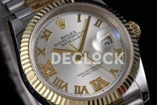 Replica Rolex Datejust 36 126233 Chamagne Dial in Yellow Gold with Roman Markers |  Declock.