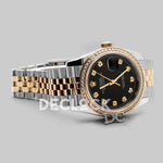 Replica Rolex Datejust 36 126283RBR Black Dial in Yellow Gold and Steel with Diamond Set Bezel and Diamond Markers - Replica Watches