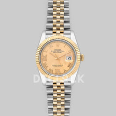 Replica Rolex Datejust 36 126283RBR Champagne Dial in Yellow Gold and Steel with Diamond Roman Numerals Markers