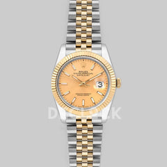 Replica Rolex Datejust 36 126283RBR Champagne Dial in Yellow Gold and Steel with Stick Markers