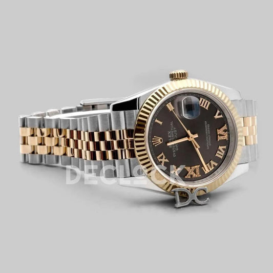 Replica Rolex Datejust 36 126283RBR Dark Rhodium Dial in Yellow Gold and Steel with Diamond Roman Numerals Markers |  Declock.