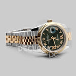 Replica Rolex Datejust 36 126283RBR Olive Green Dial in Yellow Gold and Steel with Diamond Roman Numerals Markers - Replica Watches