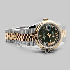 Replica Rolex Datejust 36 126283RBR Olive Green Dial in Yellow Gold and Steel with Diamond Roman Numerals Markers