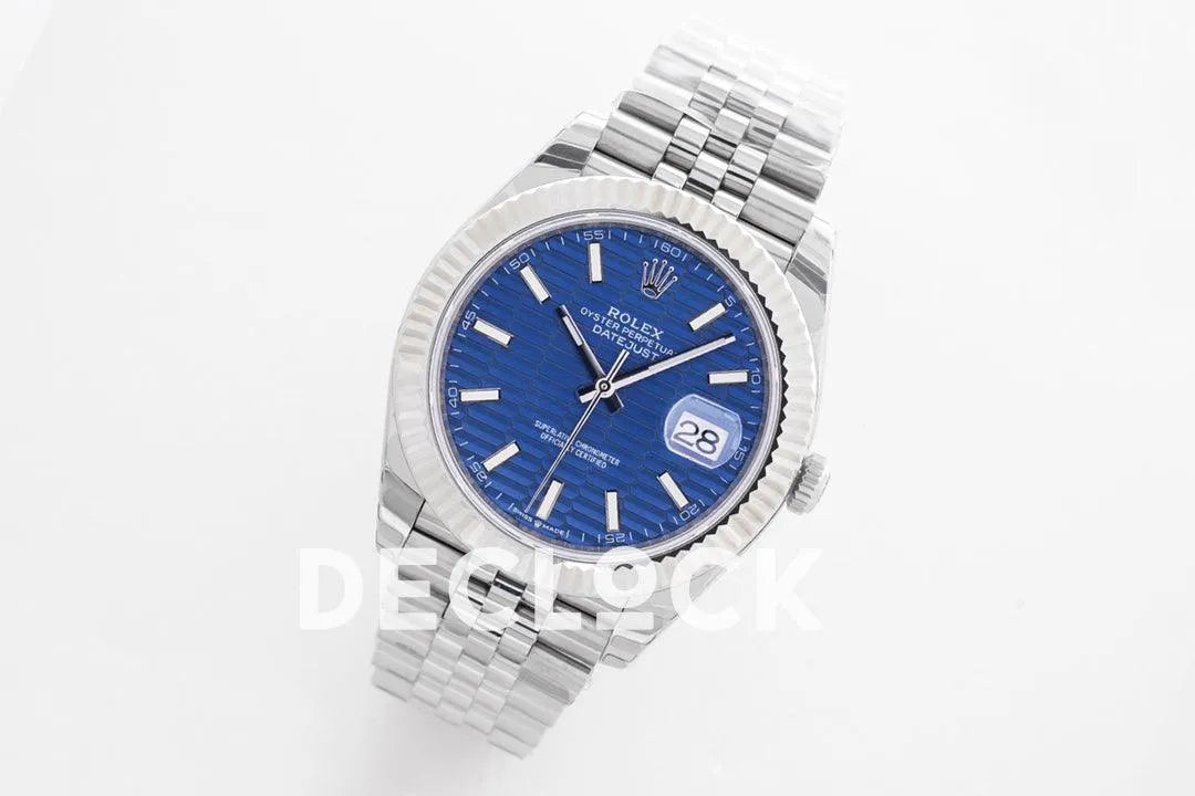 Replica Rolex Datejust 36/40 126234 Blue Motif Dial in Steel in Jubilee Bracelet