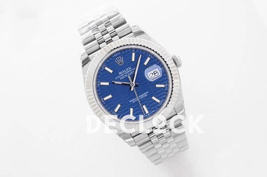 Replica Rolex Datejust 36/40 126234 Blue Motif Dial in Steel in Jubilee Bracelet |  Declock.