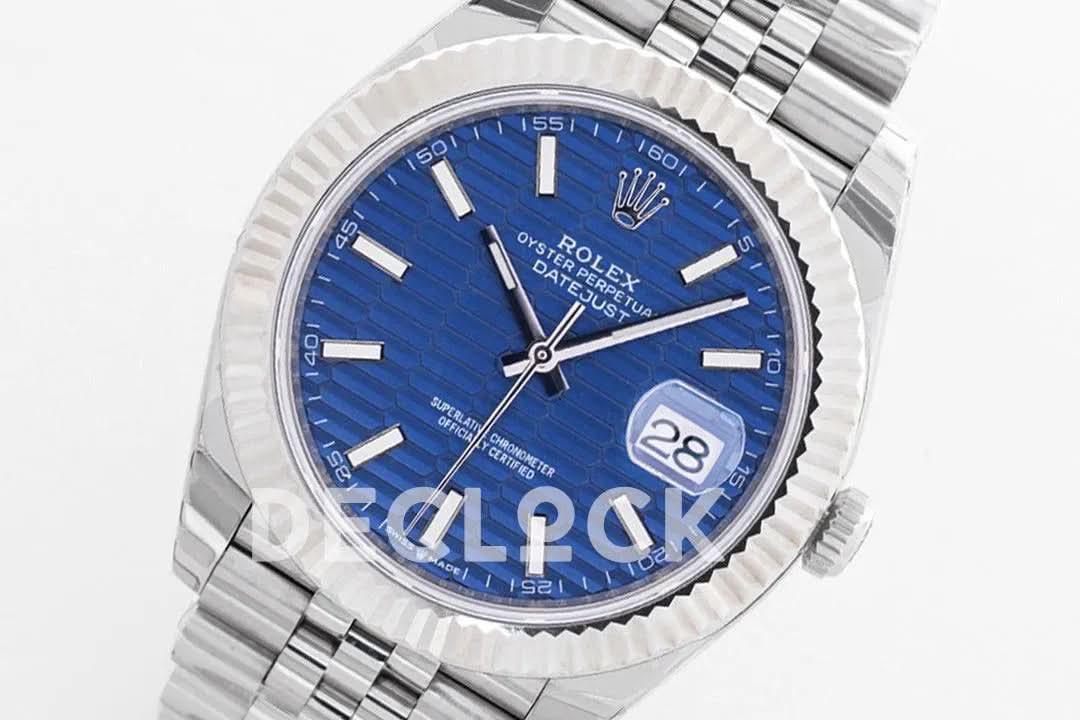 Replica Rolex Datejust 36/40 126234 Blue Motif Dial in Steel in Jubilee Bracelet |  Declock.
