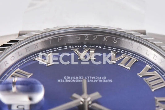 Replica Rolex Datejust 36/41 126334 Azzurro Blue Dial Roman Markers on Jubilee Bracelet | Declock.
