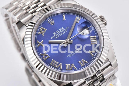 Replica Rolex Datejust 36/41 126334 Azzurro Blue Dial Roman Markers on Jubilee Bracelet | Declock.