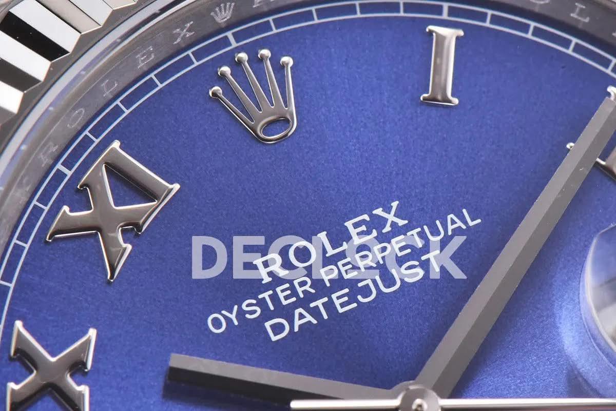 Replica Rolex Datejust 36/41 126334 Azzurro Blue Dial Roman Markers on Jubilee Bracelet |  Declock.