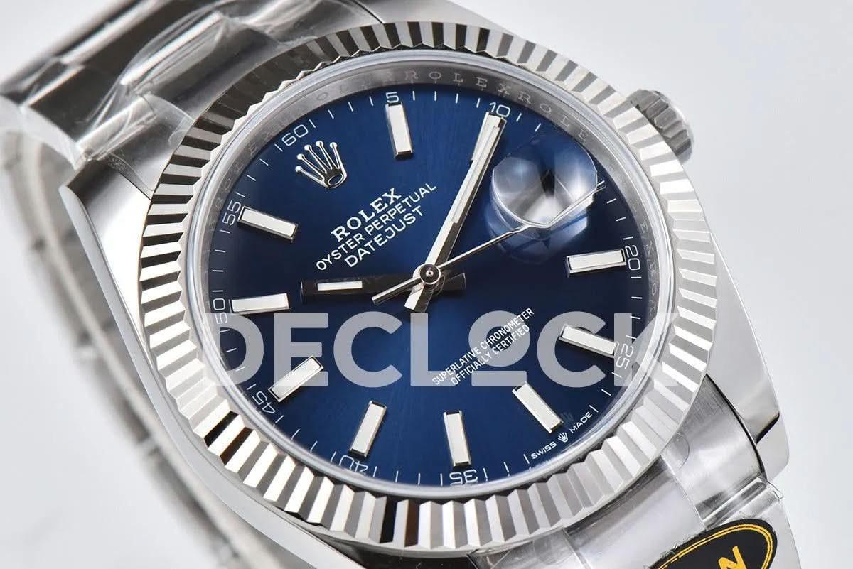 Replica Rolex Datejust 36/41 126334 Blue Dial Stick Markers on Oyster Bracelet |  Declock.