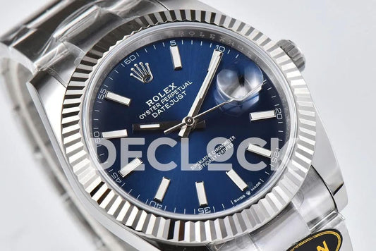 Replica Rolex Datejust 36/41 126334 Blue Dial Stick Markers on Oyster Bracelet | Declock.