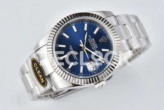 Replica Rolex Datejust 36/41 126334 Blue Dial Stick Markers on Oyster Bracelet | Declock.