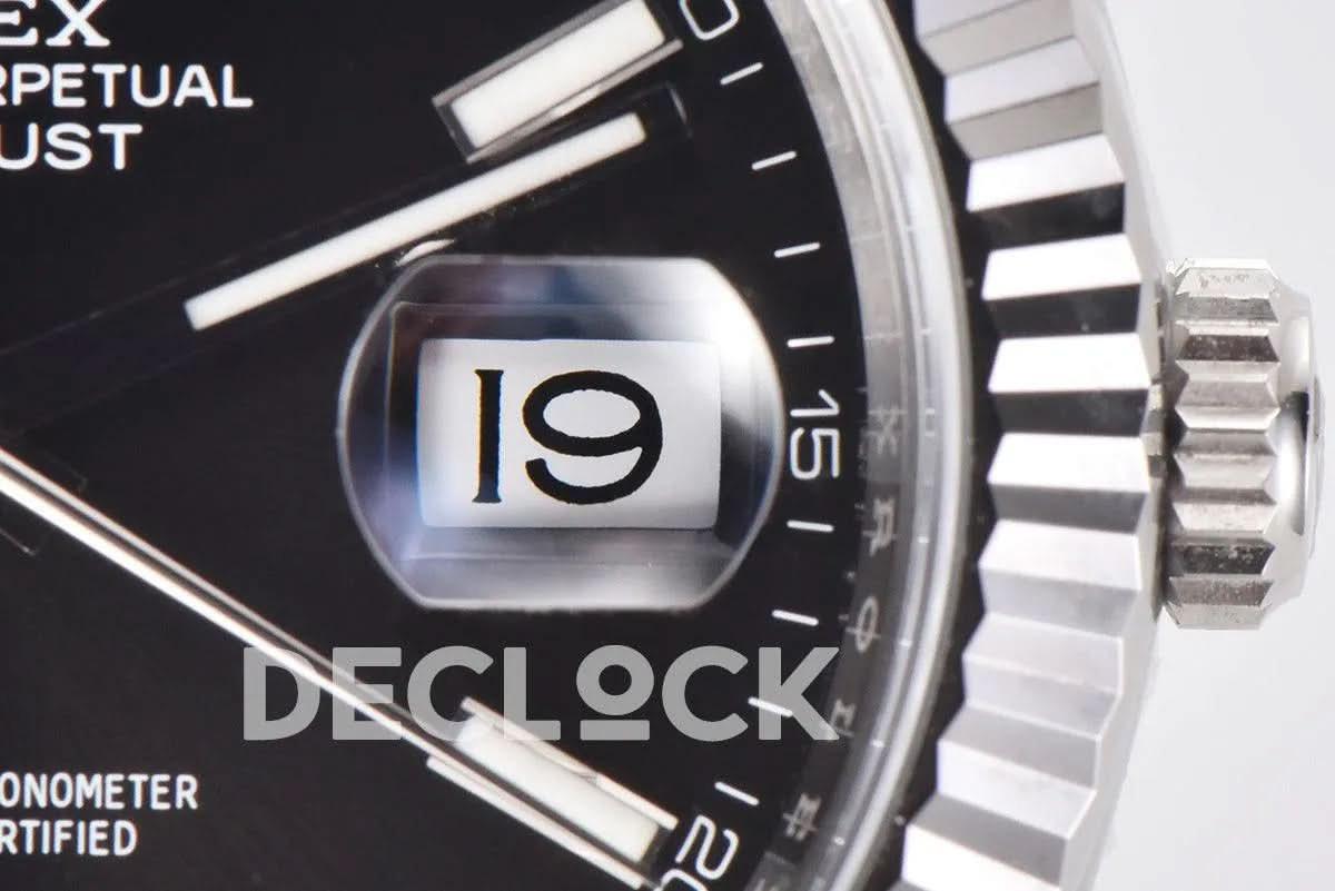 Replica Rolex Datejust 36/41 126334 Bright Black Dial Stick Markers on Jubilee Bracelet |  Declock.