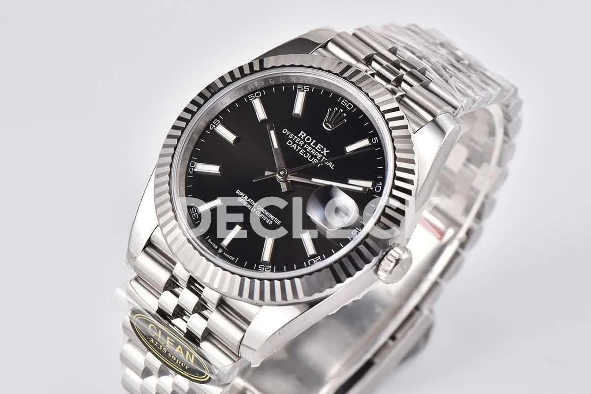 Replica Rolex Datejust 36/41 126334 Bright Black Dial Stick Markers on Jubilee Bracelet |  Declock.