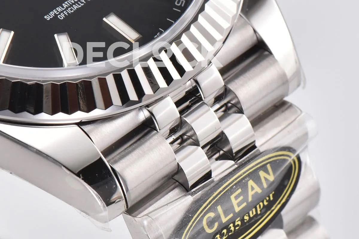 Replica Rolex Datejust 36/41 126334 Bright Black Dial Stick Markers on Jubilee Bracelet |  Declock.