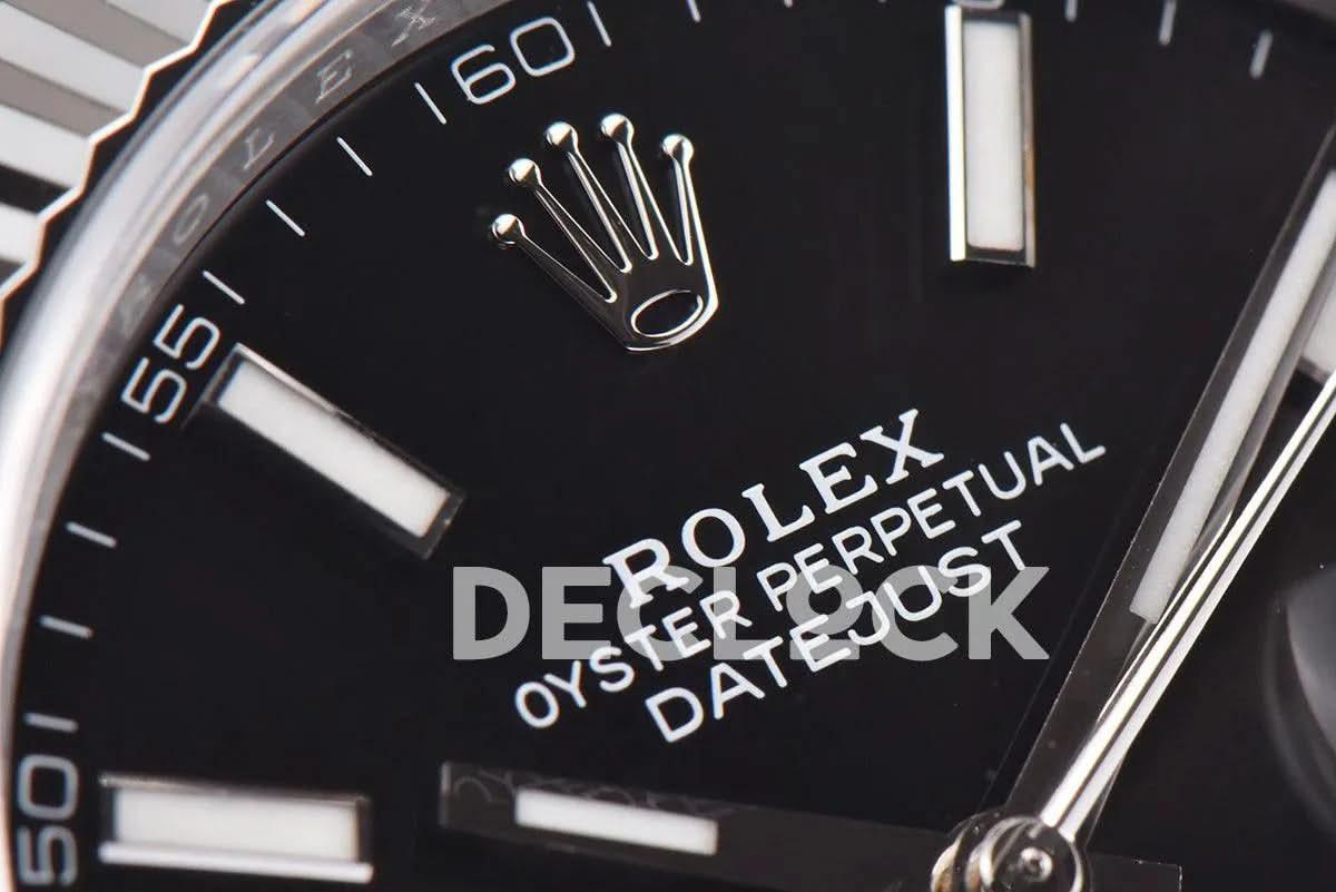 Replica Rolex Datejust 36/41 126334 Bright Black Dial Stick Markers on Jubilee Bracelet |  Declock.