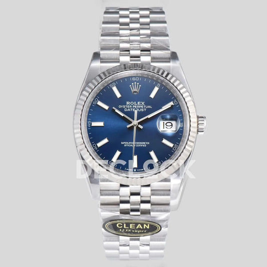 Replica Rolex Datejust 36/41 126334 Bright Blue Dial Stick Markers on Jubilee Bracelet |  Declock.