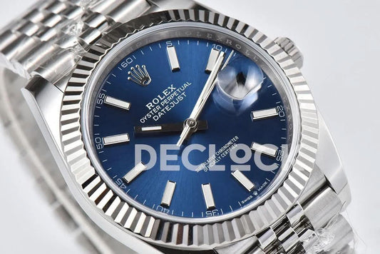 Replica Rolex Datejust 36/41 126334 Bright Blue Dial Stick Markers on Jubilee Bracelet |  Declock.
