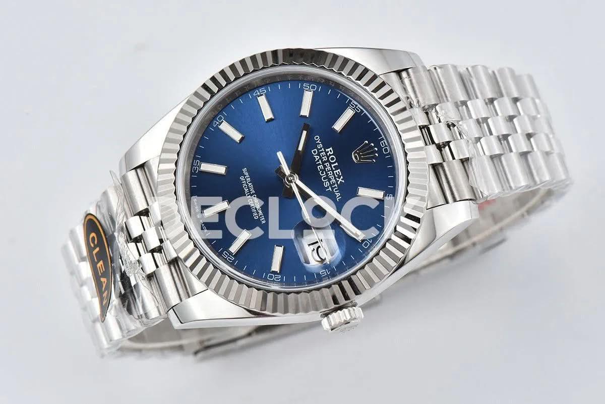 Replica Rolex Datejust 36/41 126334 Bright Blue Dial Stick Markers on Jubilee Bracelet |  Declock.