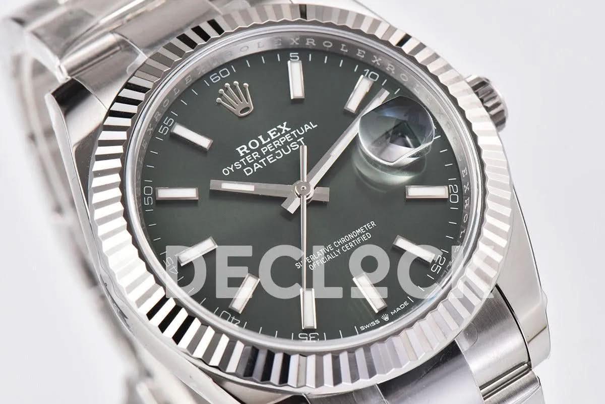 Replica Rolex Datejust 36/41 126334 Mint Green Dial Stick Markers on Oyster Bracelet |  Declock.