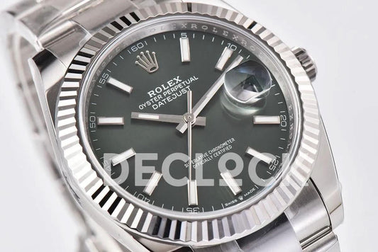 Replica Rolex Datejust 36/41 126334 Mint Green Dial Stick Markers on Oyster Bracelet |  Declock.