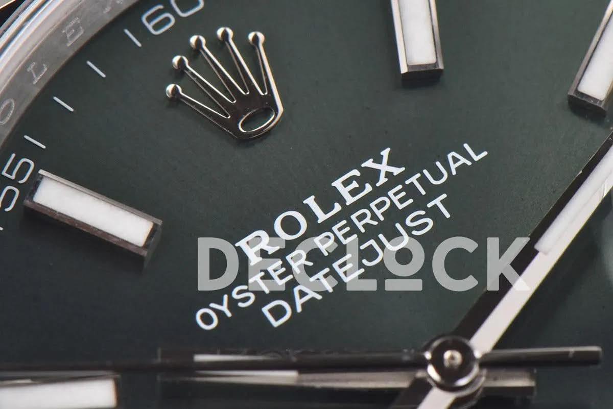 Replica Rolex Datejust 36/41 126334 Mint Green Dial Stick Markers on Oyster Bracelet |  Declock.