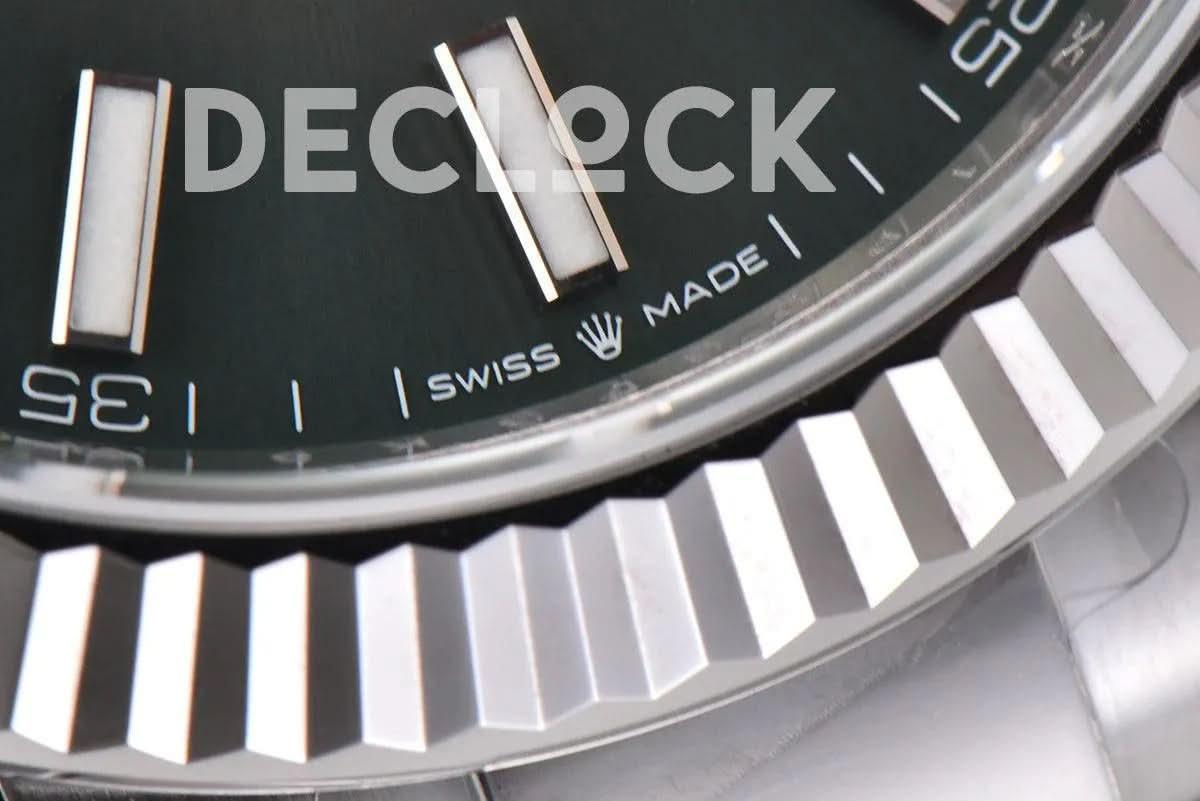 Replica Rolex Datejust 36/41 126334 Mint Green Dial Stick Markers on Oyster Bracelet |  Declock.