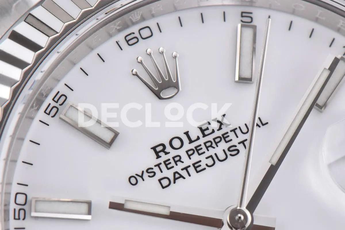 Replica Rolex Datejust 36/41 126334 White Dial Stick Markers on Oyster Bracelet |  Declock.