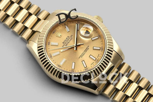 Replica Rolex Datejust 41 126333 Champagne Dial Stick Markers | Declock.