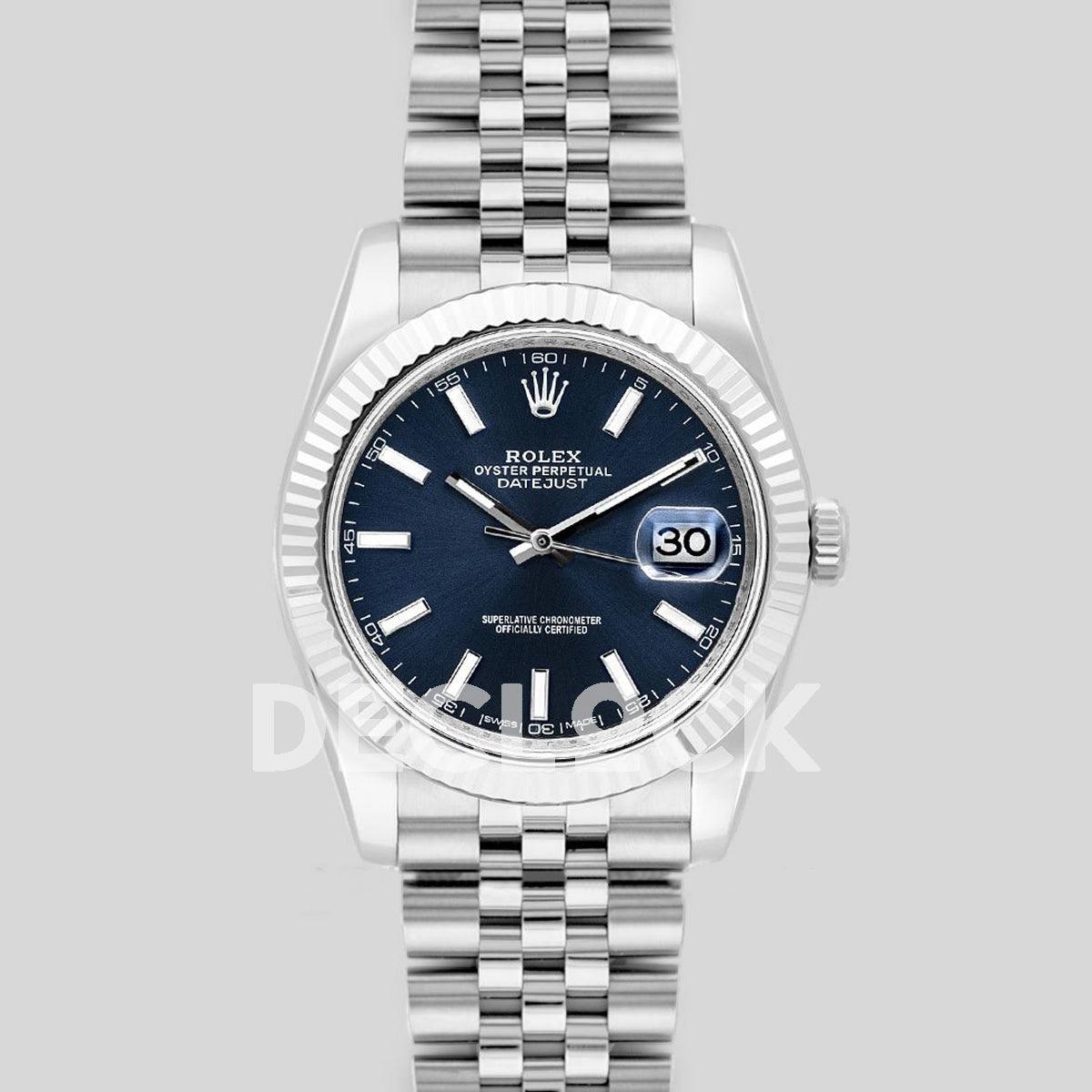 Replica Rolex Datejust 41 126334 Blue Dial Stick Markers in White Gold - Replica Watches