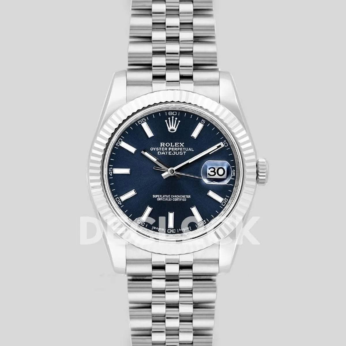 Replica Rolex Datejust 41 126334 Blue Dial Stick Markers in White Gold