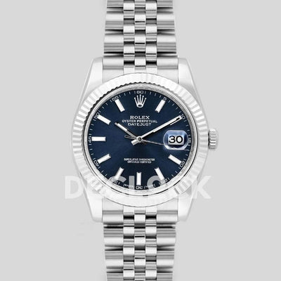 Replica Rolex Datejust 41 126334 Blue Dial Stick Markers in White Gold