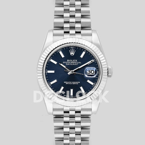 Replica Rolex Datejust 41 126334 Blue Dial Stick Markers in White Gold - Replica Watches