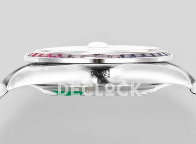 Replica Rolex Datejust 41 Black Dial Rainbow Bezel