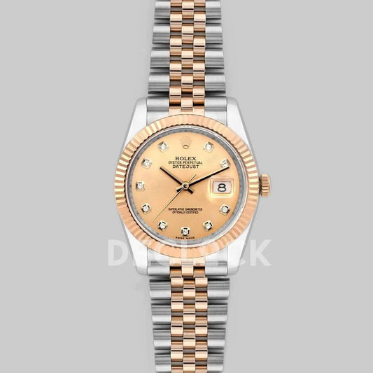 Replica Rolex Datejust II 36 116333 Yellow Gold Dial in Rose Gold /Steel with Diamond Markers |  Declock.