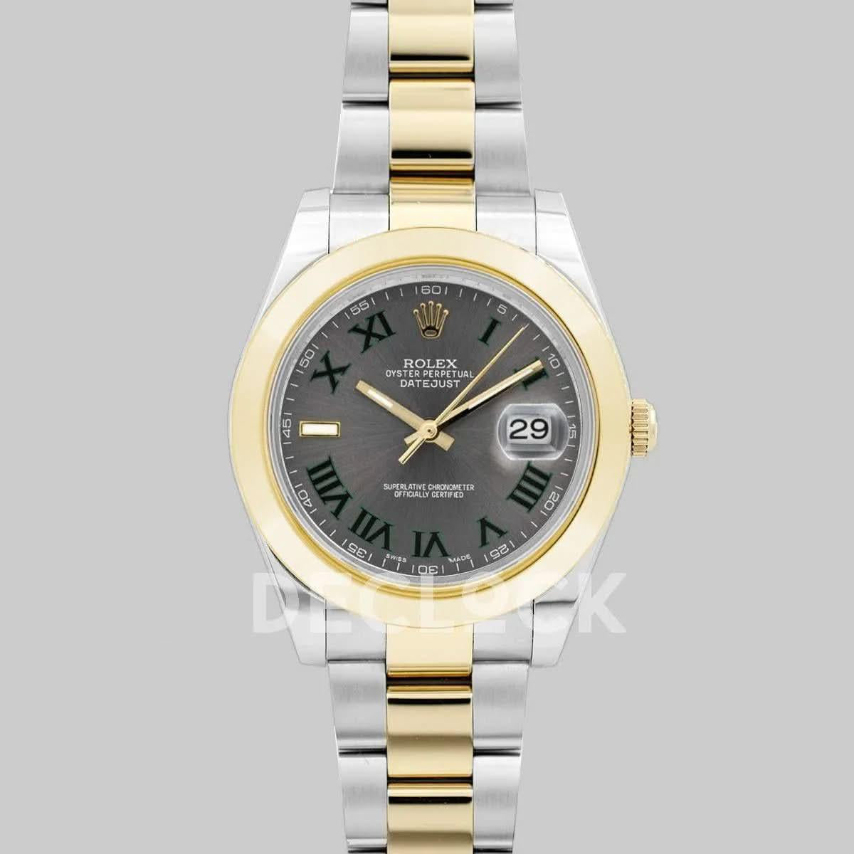 Replica Rolex Datejust II 36/41 111497 Silver Dial in Gold/Steel with Roman Markers with Oyster Bezel |  Declock.