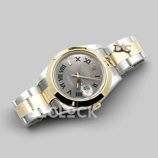 Replica Rolex Datejust II 36/41 111497 Silver Dial in Gold/Steel with Roman Markers with Oyster Bezel |  Declock.