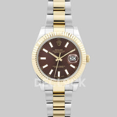 Replica Rolex Datejust II 36/41 116233 Brown Dial in Yellow Gold/Steel with Stick Markers