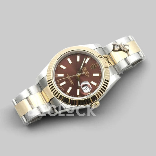 Replica Rolex Datejust II 36/41 116233 Brown Dial in Yellow Gold/Steel with Stick Markers |  Declock.