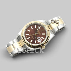 Replica Rolex Datejust II 36/41 116233 Brown Dial in Yellow Gold/Steel with Stick Markers