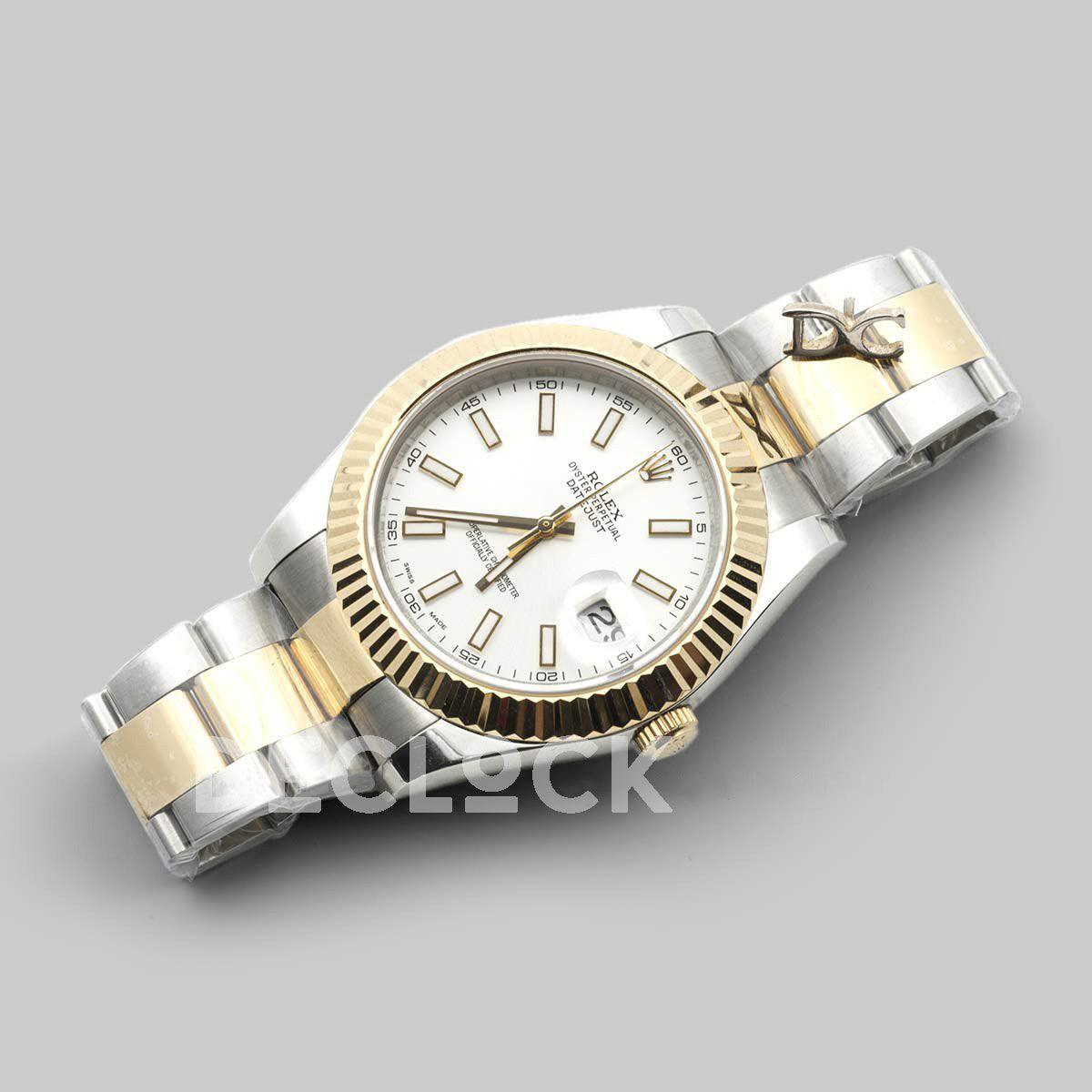 Replica Rolex Datejust II 36/41 126303 White Dial in Yellow Gold/Steel with Sticker Markers - Replica Watches