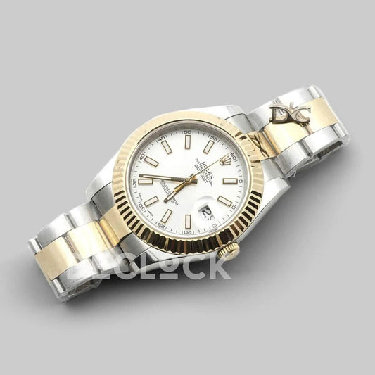 Replica Rolex Datejust II 36/41 126303 White Dial in Yellow Gold/Steel with Sticker Markers | Declock.