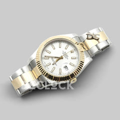 Replica Rolex Datejust II 36/41 126303 White Dial in Yellow Gold/Steel with Sticker Markers