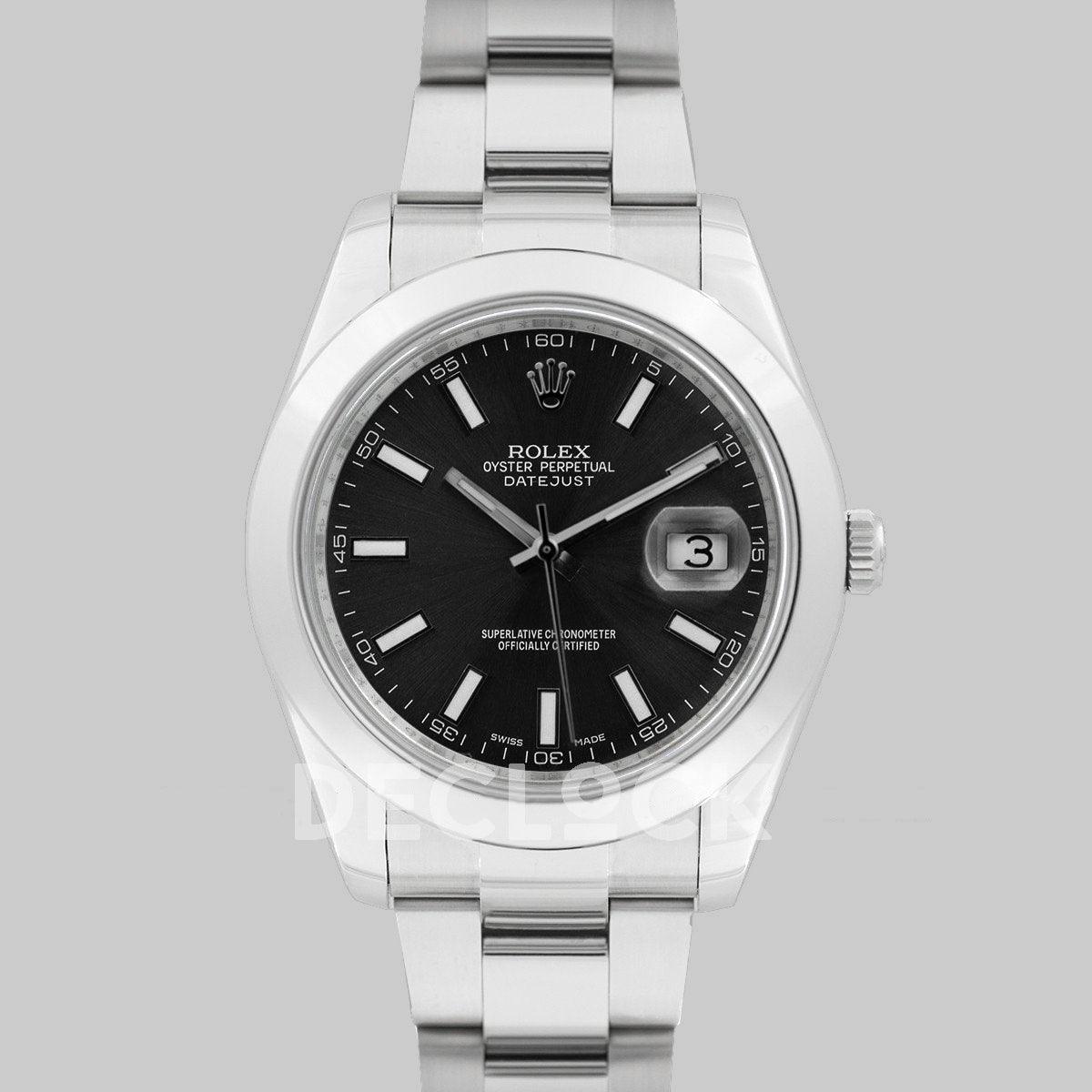 Replica Rolex Datejust II 41 116300 Black Dial Stick Markers with Oyster Bezel - Replica Watches