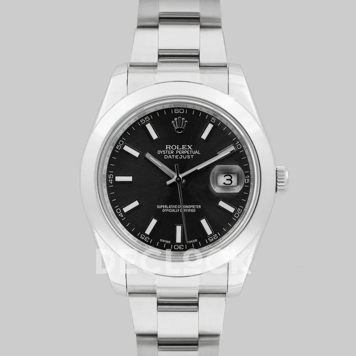 Replica Rolex Datejust II 41 116300 Black Dial Stick Markers with Oyster Bezel |  Declock.