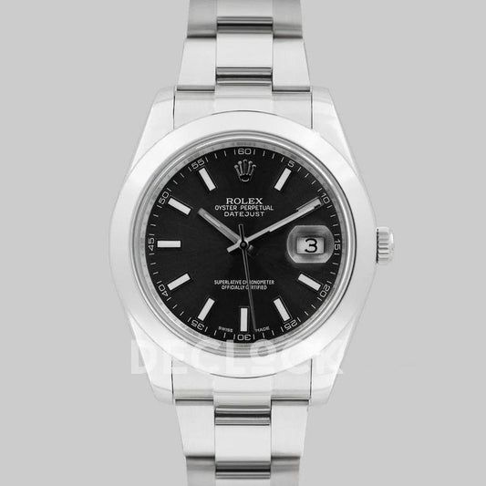 Replica Rolex Datejust II 41 116300 Black Dial Stick Markers with Oyster Bezel | Declock.