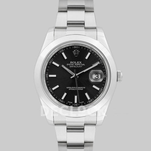 Replica Rolex Datejust II 41 116300 Black Dial Stick Markers with Oyster Bezel - Replica Watches