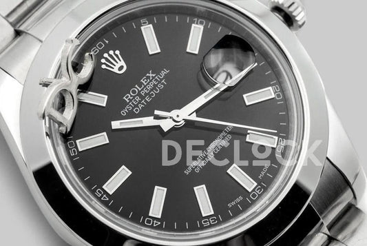 Replica Rolex Datejust II 41 116300 Black Dial Stick Markers with Oyster Bezel | Declock.