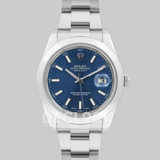 Replica Rolex Datejust II 41 116300 Blue Dial Stick Markers with Oyster Bezel | Declock.