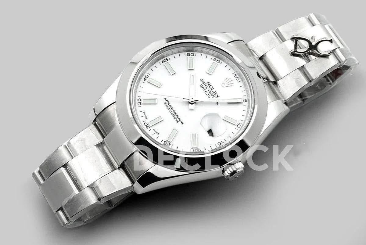 Replica Rolex Datejust II 41 116300 White Dial Stick Markers with Oyster Bezel |  Declock.